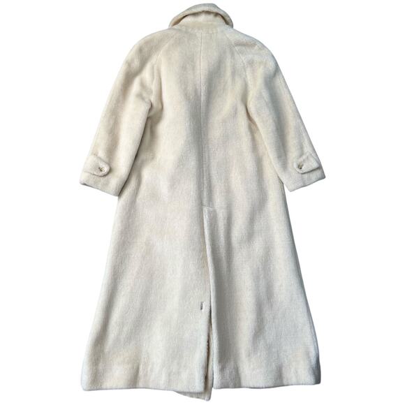 Vintage Invertere Cream 100% Alpaca Pile Trench Coat Satin Lined Women’s XL - Picture 11 of 13